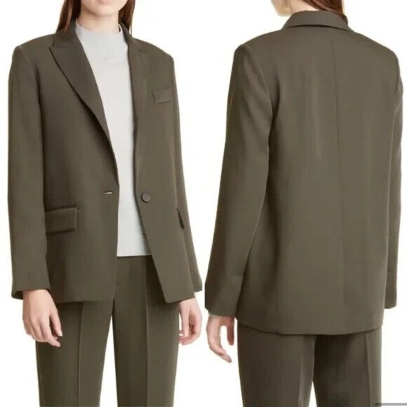 Vince Boyfriend Blazer Jacket Deep Laurel Olive Green Sz 10 - Picture 1 of 7